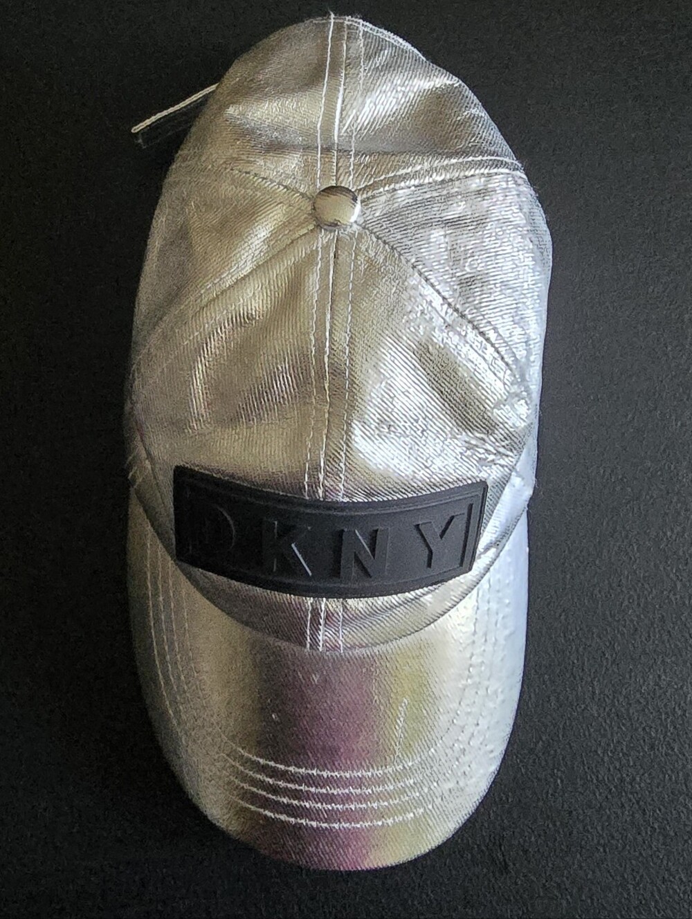 DKNY White Cap with Black Inner Band and Logo Tag